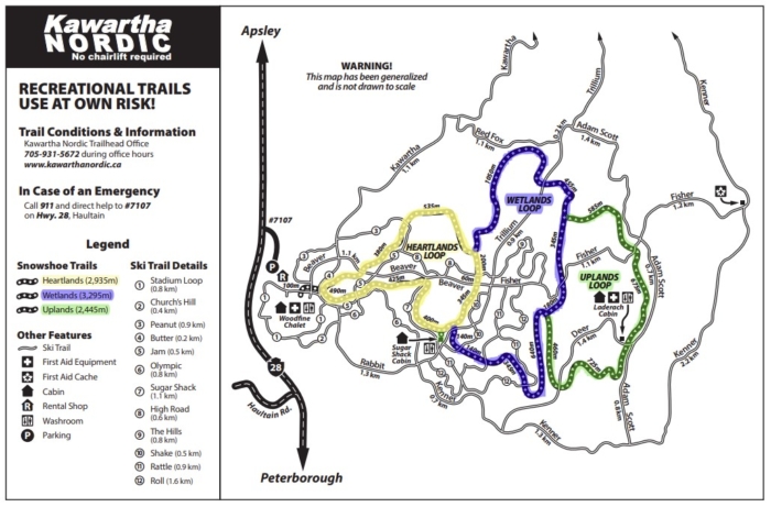 Kawartha Nordic snowshoe trail map