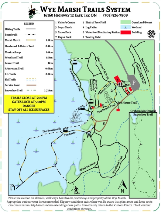 Wye Marsh Snowshoe trail map