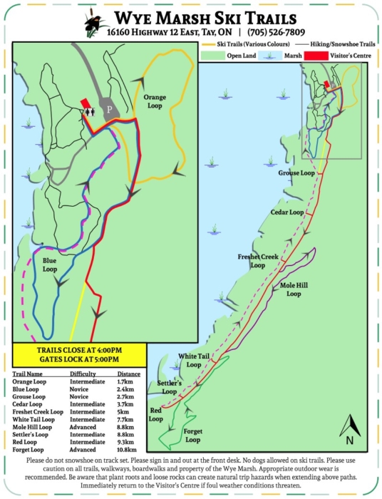 Wye Marsh ski trail map