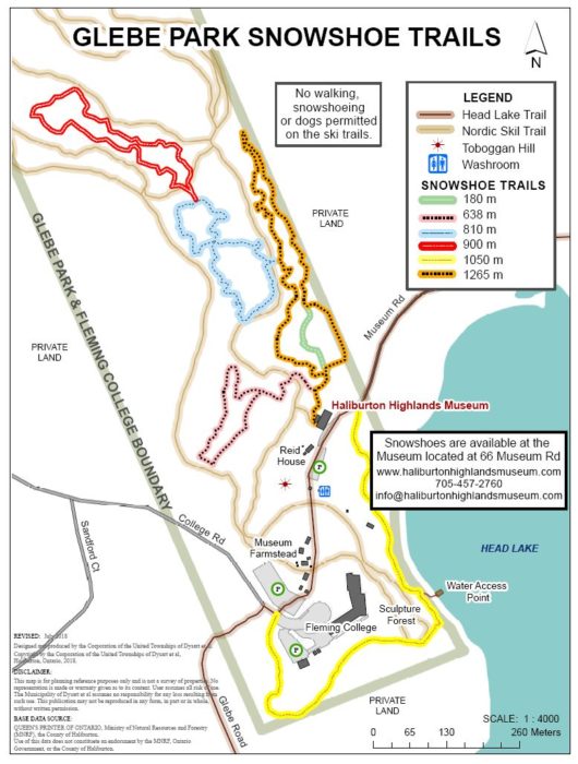 Glebe snowshoe trail map