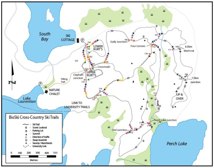 BioSki Nordic ski trail map