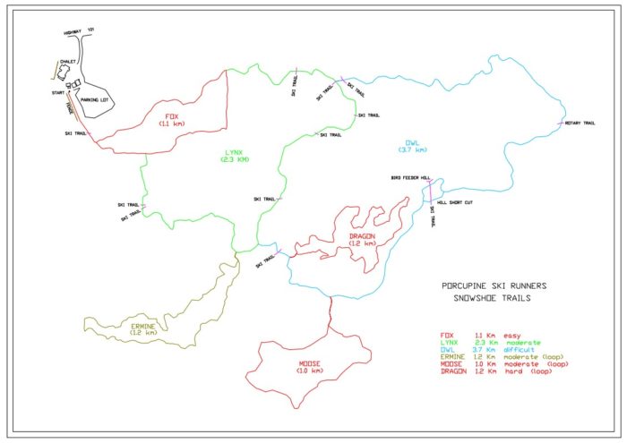 Porcupine Snowshoe trail map