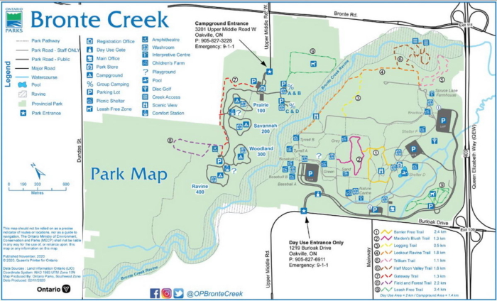 Bronte Creek ski trail map