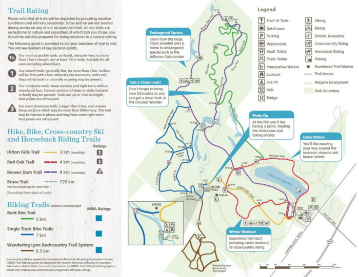 Hilton Falls winter trail map