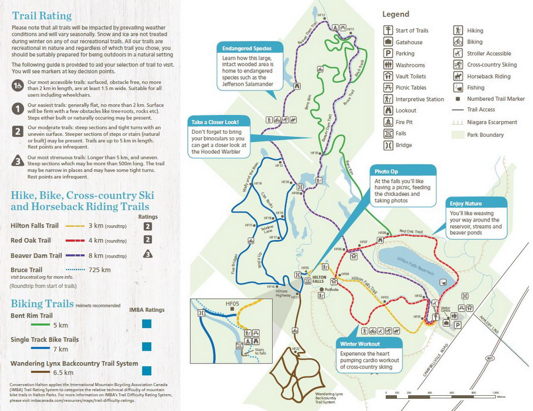 Hilton Falls winter trail map