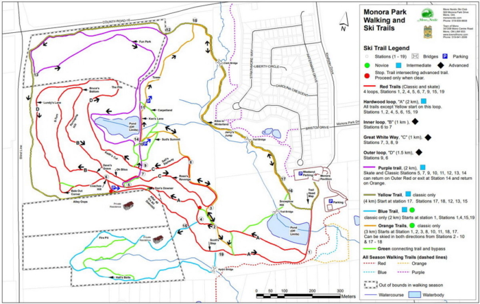 Mono Nordic ski trail map