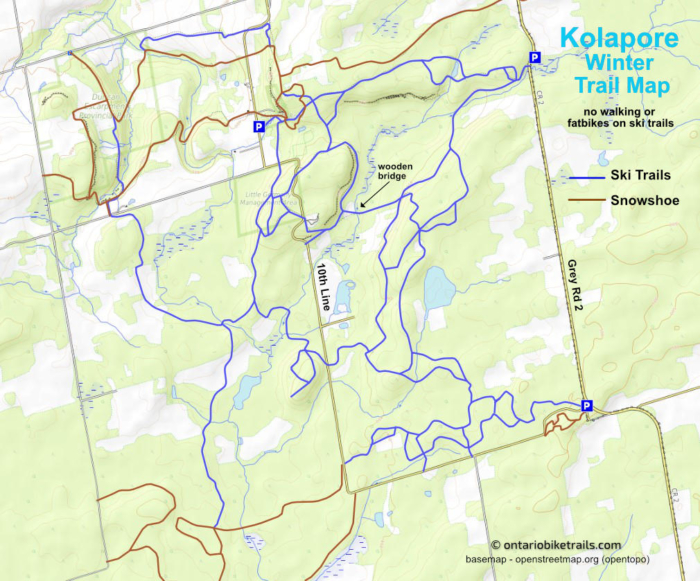 Kolapore ski & snowshoe trail map
